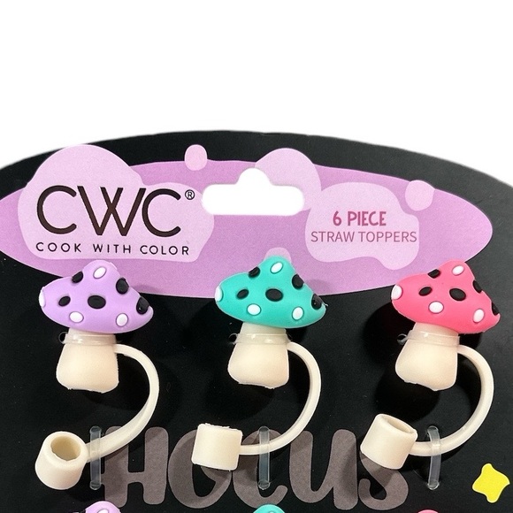 New CWC MUSHROOM Straw Toppers Set of 6 - Picture 2 of 6